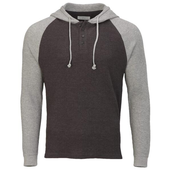 Unisex Waffle Knit Pullover Hooded Long Sleeve T-Shirt Thumbnail