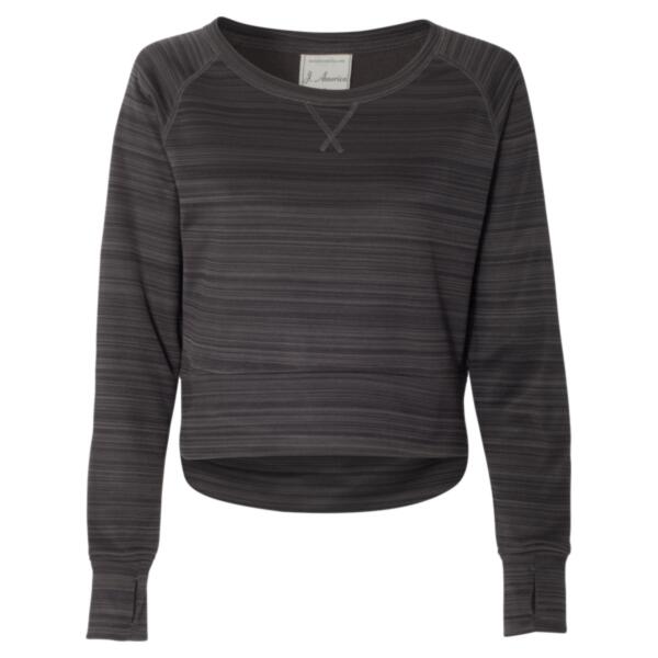 Women's Odyssey Striped Performance Fleece Hi-Low Crewneck Sweatshirt Thumbnail