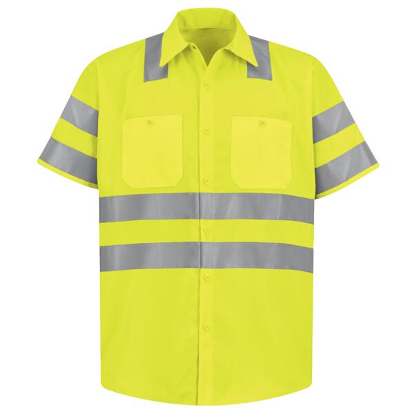 Men's Tall High Visibility Safety Short Sleeve Work Shirt Thumbnail
