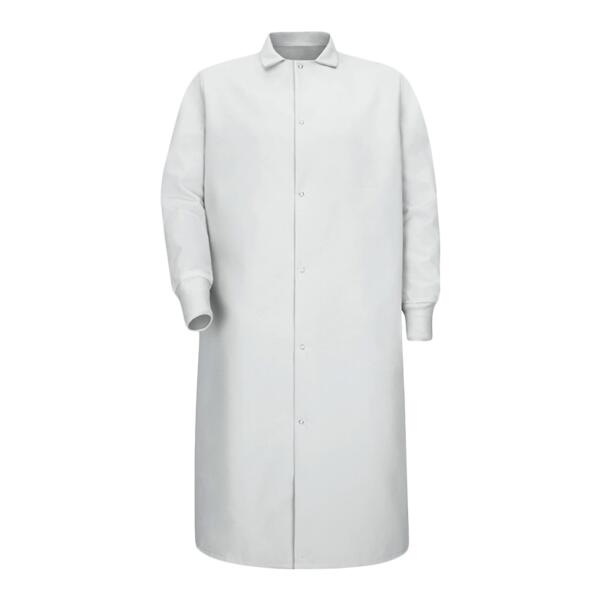 Unisex Gripper-Front Pocketless Butcher Coat With Knit Cuffs Thumbnail