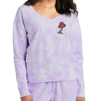 Mush - Women's Beach Wash ® Cloud Tie Dye V Neck Sweatshirt Thumbnail